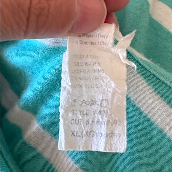 J’MODE USA: Asymmetrical Design Long Teal/ White Stripes Dress- Size XL SEE PICS - Picture 8 of 8